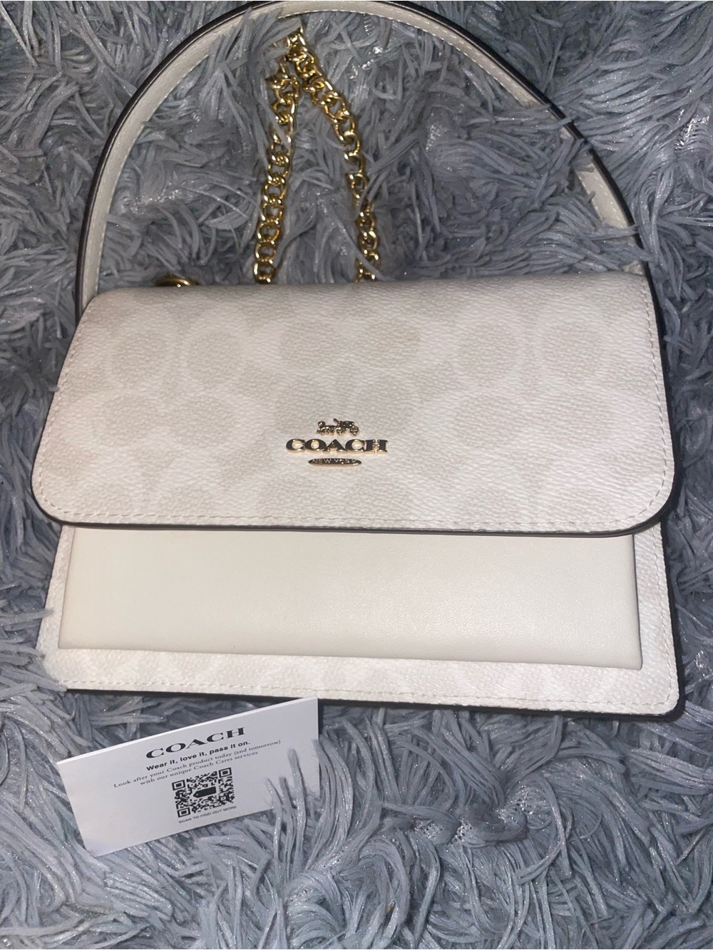COACH White Signature Chain-Accent purse